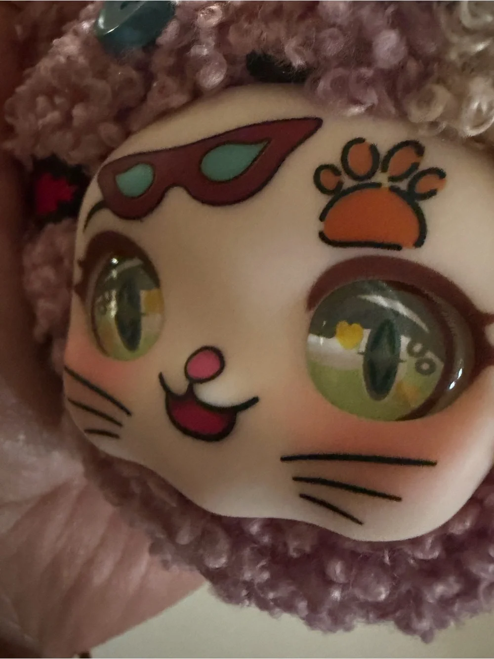 Genertg Plush Pink Curly Keychain Accent